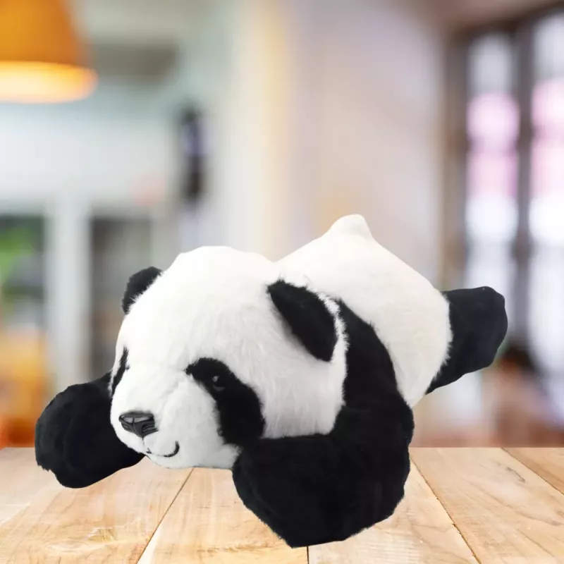 LEAN TOYS Plüsch-Maskottchen Kuscheltier Liegender Panda Schwarz-Weiß 30 cm