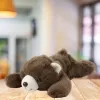 LEAN TOYS Plüschtier Kuscheltier Liegender Brauner Bär 30cm