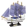 LEAN TOYS Sammlerstück Dekoratives Segelschiff Weiß und Blau 18x17cm
