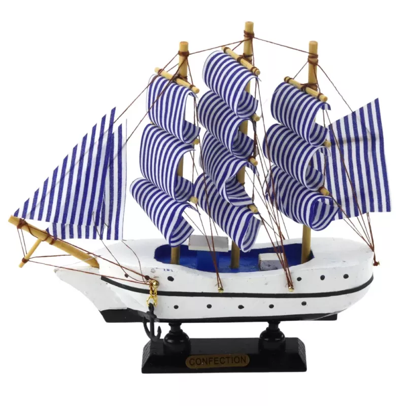 LEAN TOYS Sammlerstück Dekoratives Segelschiff Weiß und Blau 18x17cm