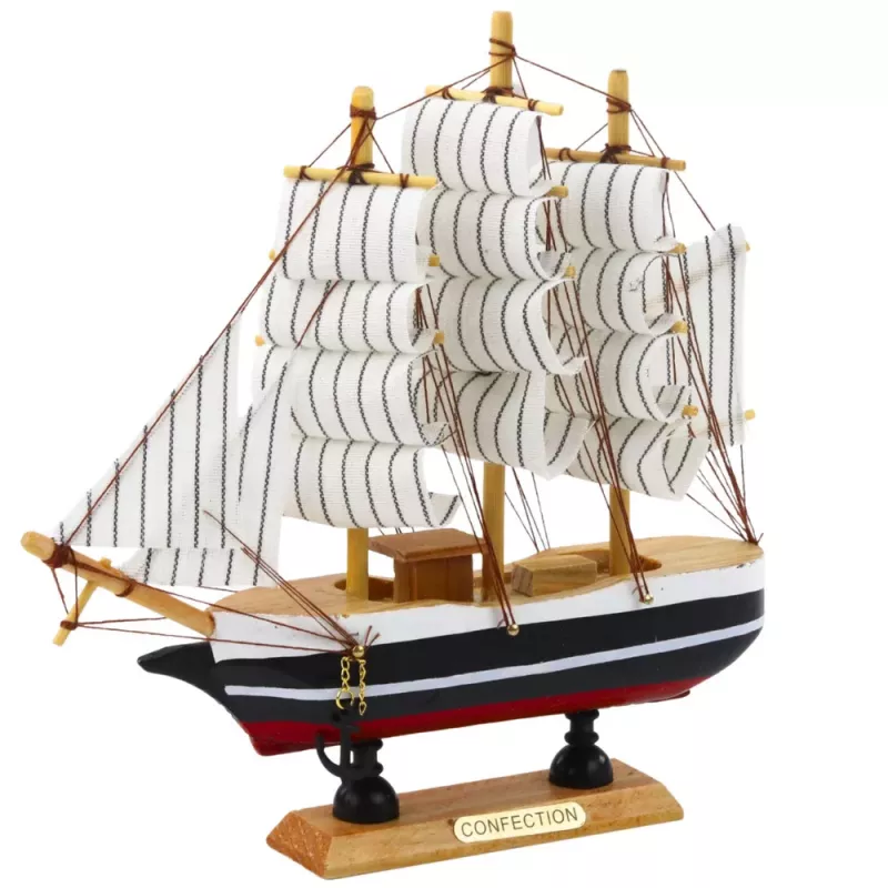 LEAN TOYS Sammlerstück Dekoratives Segelschiff Schwarz-Weiß 21x21cm