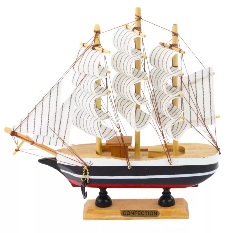 LEAN TOYS Sammlerstück Dekoratives Segelschiff Schwarz-Weiß 21x21cm