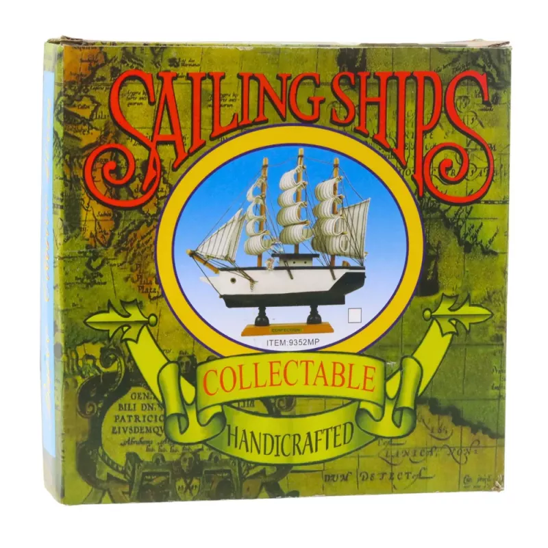 LEAN TOYS Sammlerstück Dekoratives Segelschiff Schwarz-Weiß 21x21cm