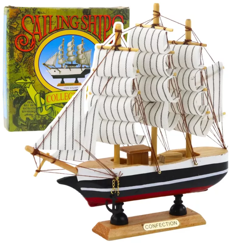 LEAN TOYS Sammlerstück Dekoratives Segelschiff Schwarz-Weiß 21x21cm