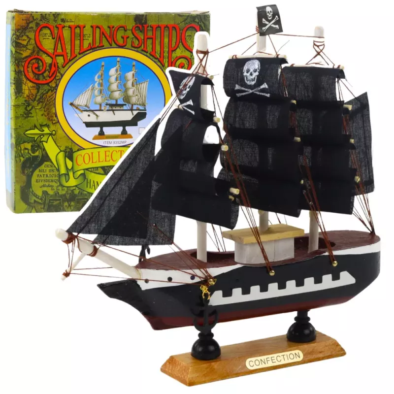 LEAN TOYS Sammlerstück Dekoratives Piratensegelschiff Schwarz 20x20cm