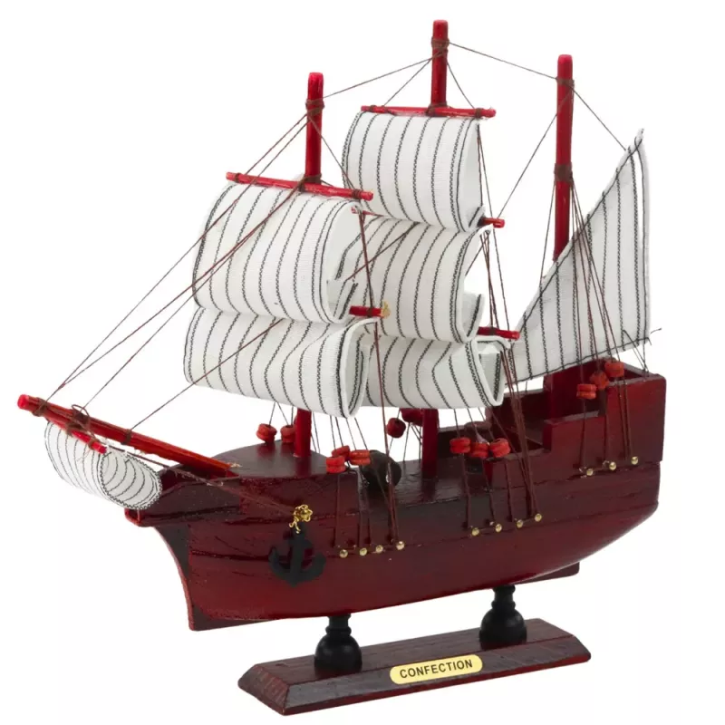 LEAN TOYS Sammler-Dekorationsmodell Segelschiff Rot 24x23cm