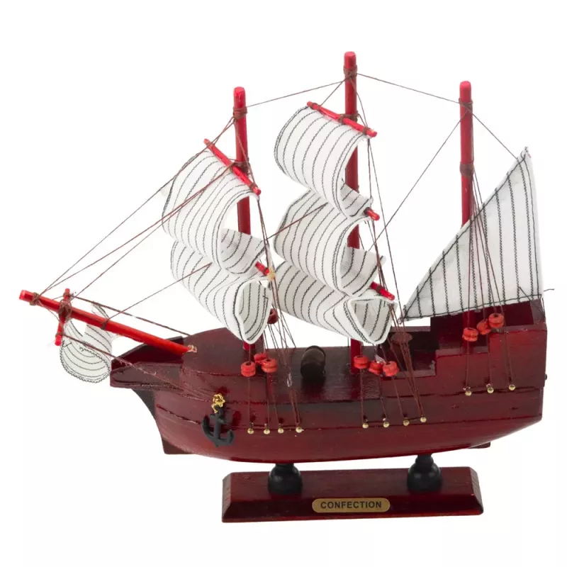 LEAN TOYS Sammler-Dekorationsmodell Segelschiff Rot 24x23cm