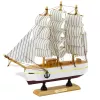 LEAN TOYS Sammlerstück Dekoratives Dreimast-Segelschiff Weiß 24x23cm