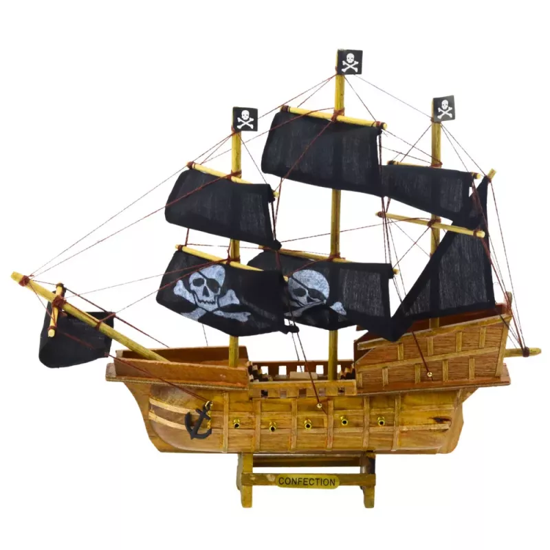 LEAN TOYS Sammler-Modell Dekoratives Piratensegelschiff Schwarz 33x29cm