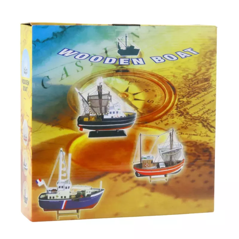 LEAN TOYS Sammler-Dekorationsmodell Fischerboot Schiff Blau 30x26cm