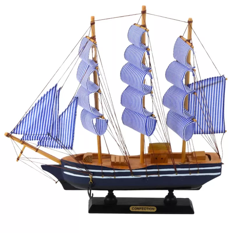 LEAN TOYS Sammlerstück Dekoratives Segelschiff Weiß und Blau 33x31cm