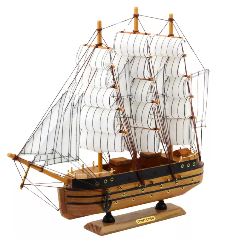 LEAN TOYS Sammlerstück Dekoratives Dreimast-Segelschiff Weiß 39x36cm
