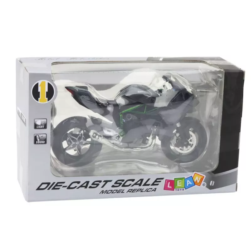 LEAN TOYS Sportmotorrad Metall Lichter Geräusche Grau 1:12
