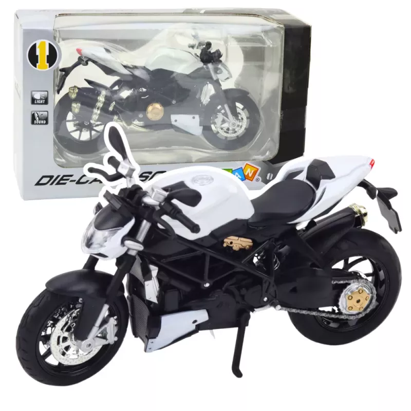 LEAN TOYS Sportmotorrad Metall Lichter Geräusche Weiß 1:12