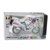LEAN TOYS Motorrad Metall Licht Sound Weiß Rot Gelb Streifen 1:12