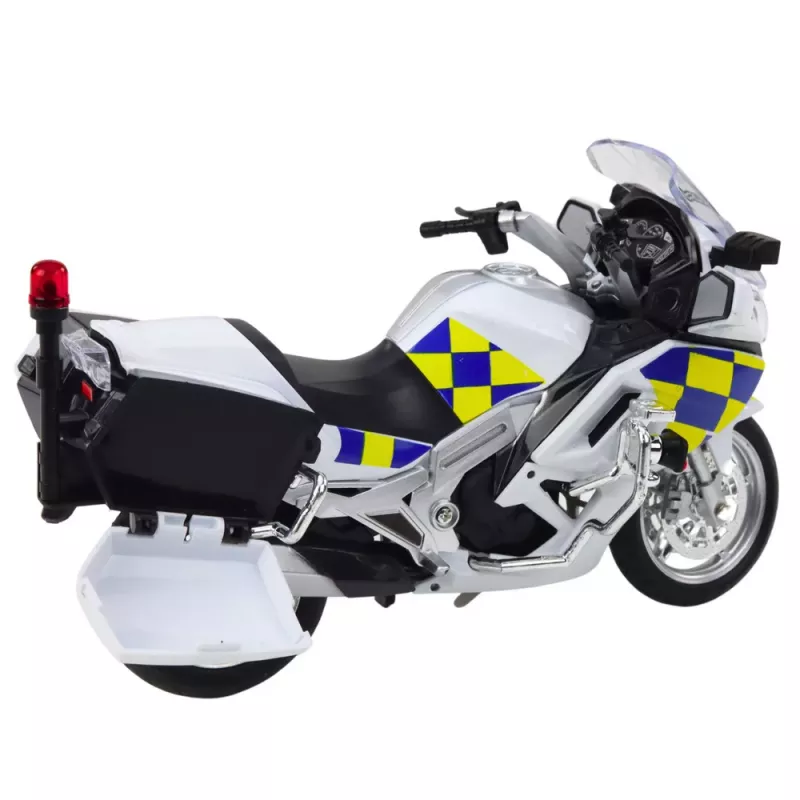 LEAN TOYS Polizei-Motorrad Metall Licht Sound Weiß 1:12