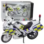 LEAN TOYS Polizei-Motorrad Metall Licht Sound Weiß 1:12