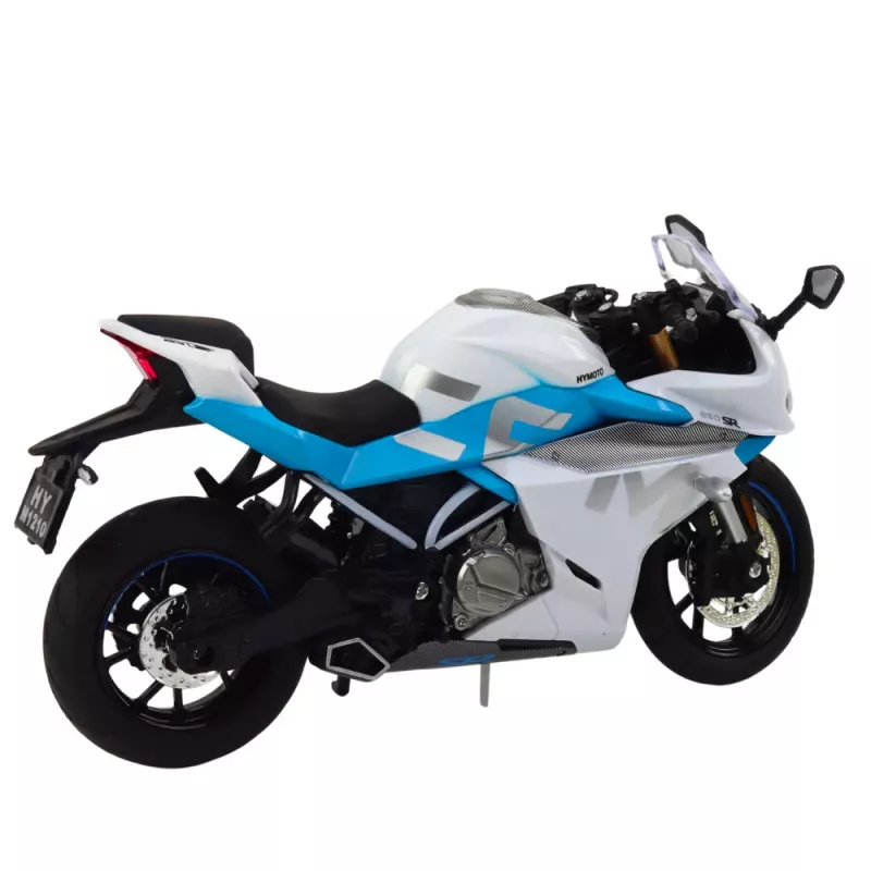 LEAN TOYS Sportmotorrad Metall Lichter Geräusche Weiß Blau 1:12