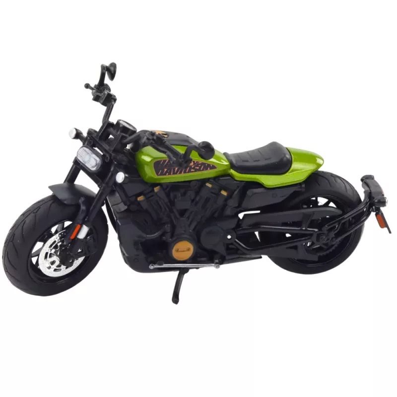LEAN TOYS Motorcycle Chopper Metal Lights Sounds Black Green Elements 1:12