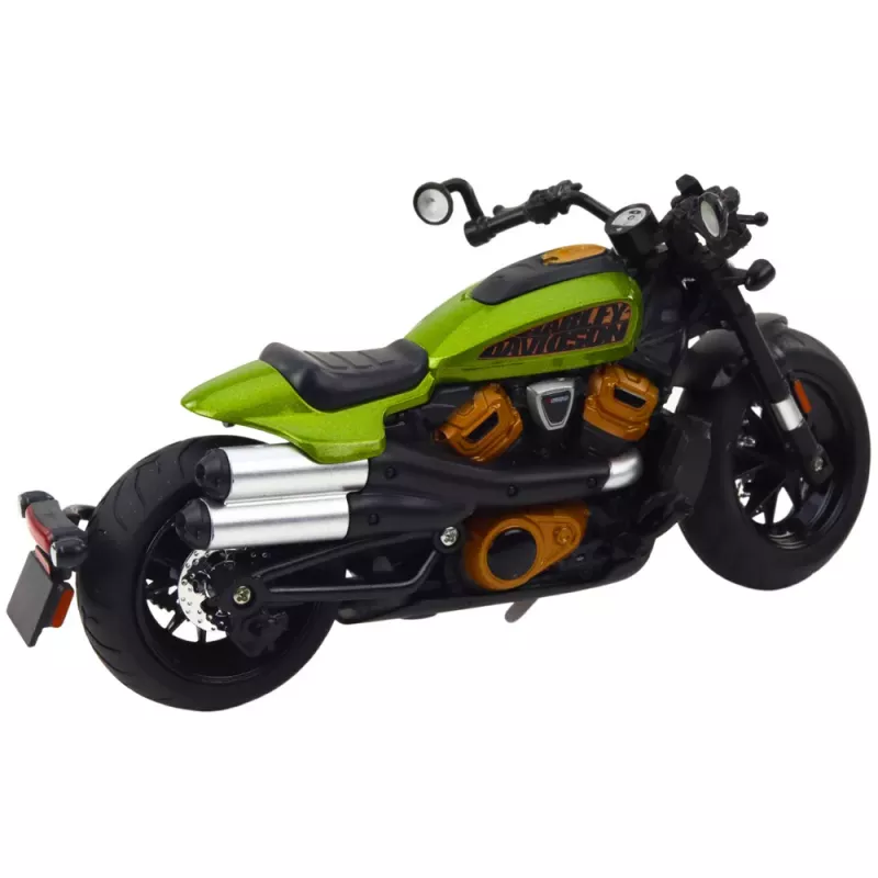 LEAN TOYS Motorcycle Chopper Metal Lights Sounds Black Green Elements 1:12