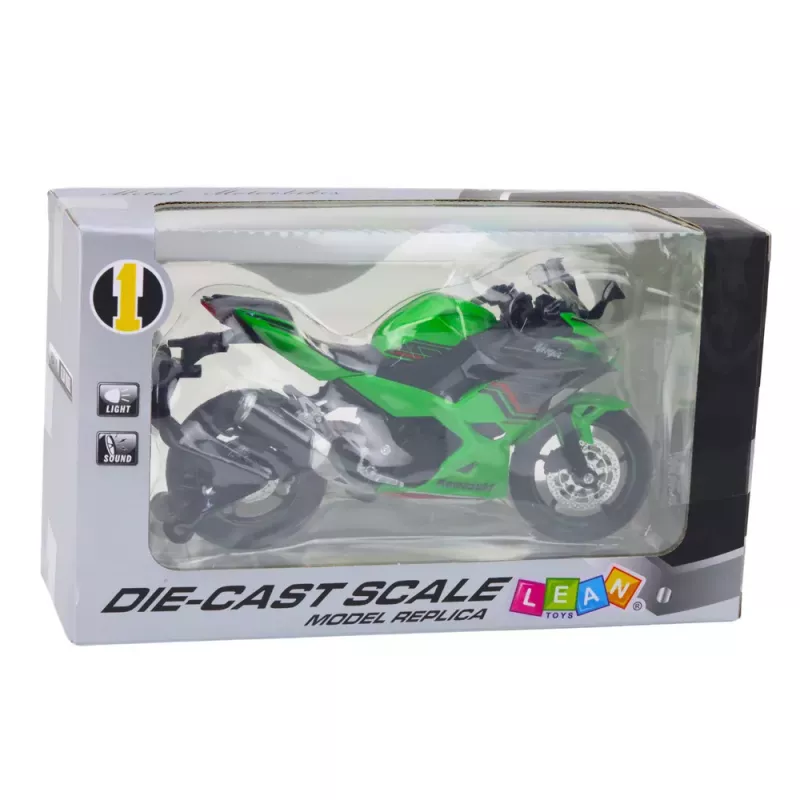LEAN TOYS Sportmotorrad Metall Lichter Geräusche Grün 1:12