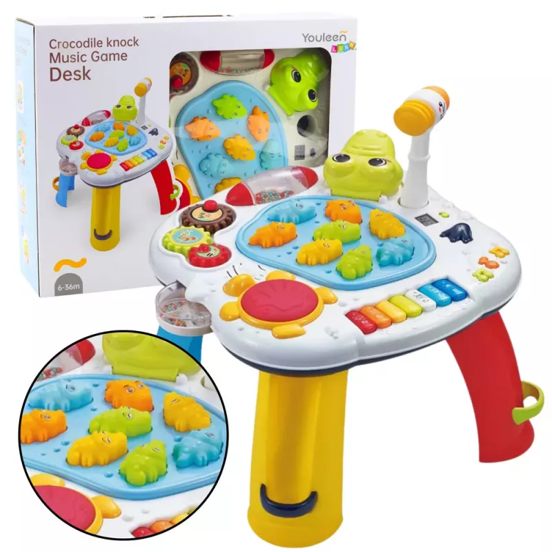 LEAN TOYS Interaktiver Lerntisch Piano Trommel Krokodil