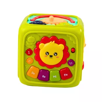 LEAN TOYS Interaktiver Lernwürfel für Kleinkinder Löwe Grün