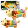 LEAN TOYS Reithund mit Becken, beweglichen Ohren, Schwanz, Stock an einer Schnur