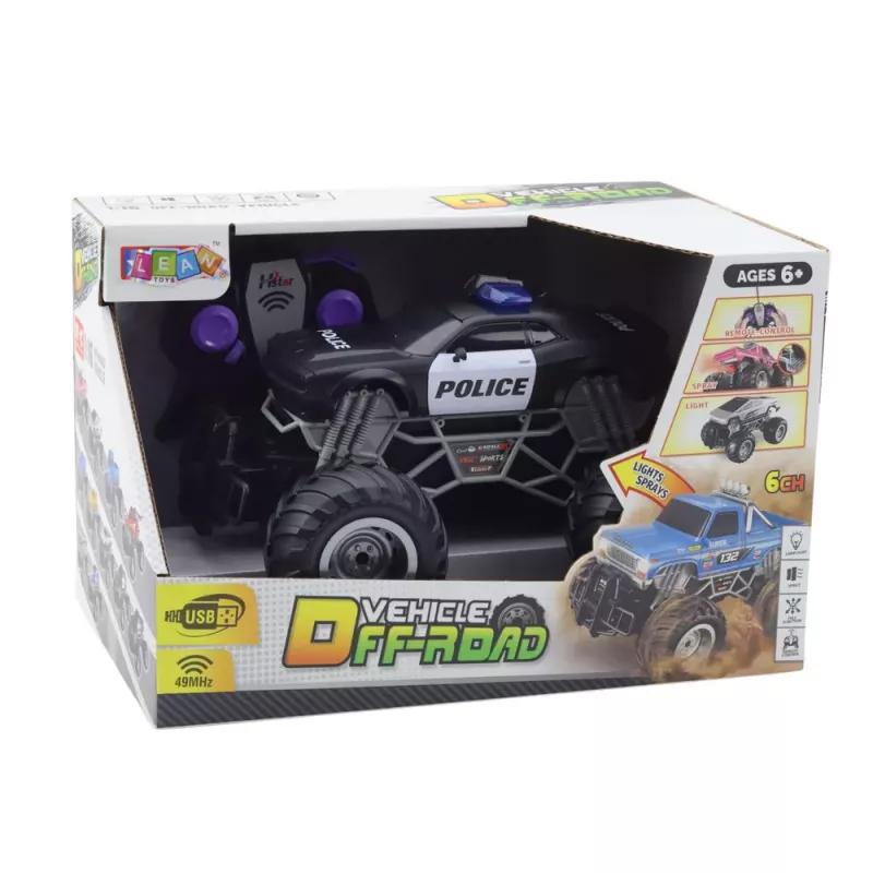 LEAN TOYS RC Police Off-Road Vehicle Remote Controlled 1:16 Lights Smoke