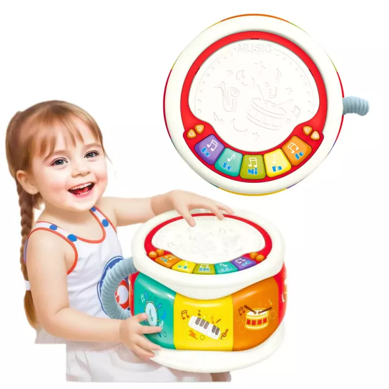 LEAN TOYS Große interaktive Lern-Trommel für Kleinkinder, bunt