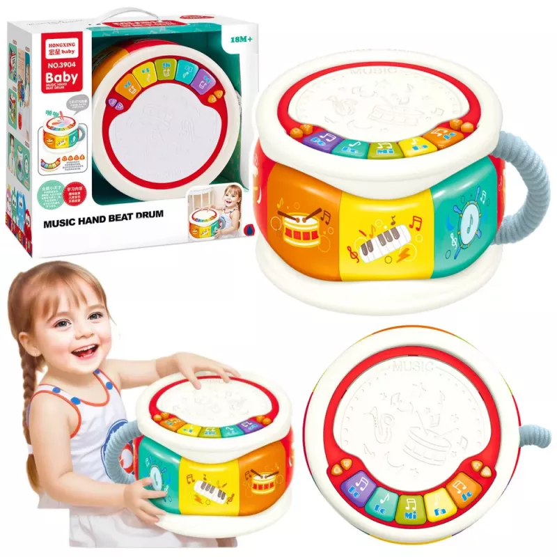 LEAN TOYS Große interaktive Lern-Trommel für Kleinkinder, bunt