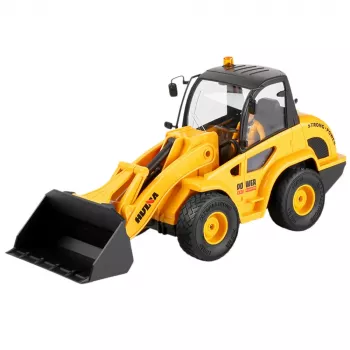 Huina 1:24 RC Baggerlader Bulldozer - 9 Kanal 2,4 GHz ferngesteuertes Baustellenfahrzeug mit LED-Lichtern & Sound