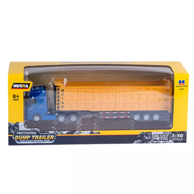 Huina 1:50 Dump Truck with Volume Semitrailer Die-Cast Metal Yellow