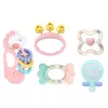 LEAN TOYS Set sensorischer Rasseln und Beißringe für Babys Pink 5-teilig