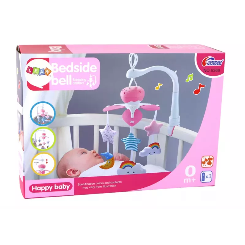 LEAN TOYS Baby Bett Mobile Sky Sound Pink