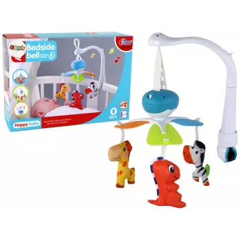 LEAN TOYS Batteriebetriebenes Babybett-Karussell mit Universal-Clip-Haltern Blau