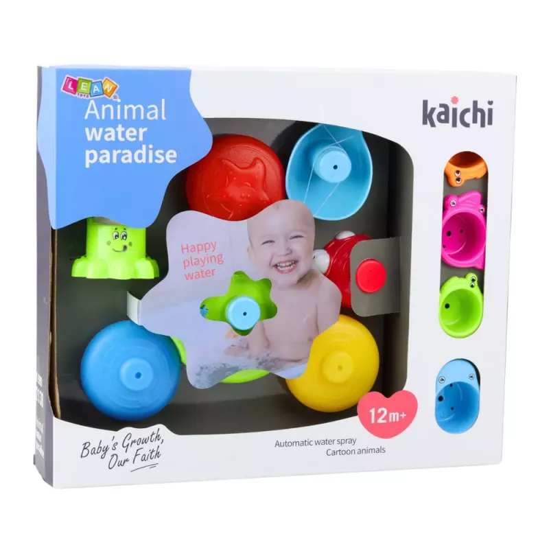LEAN TOYS Interaktives Badespielzeug-Set Brunnen Tiere Becher
