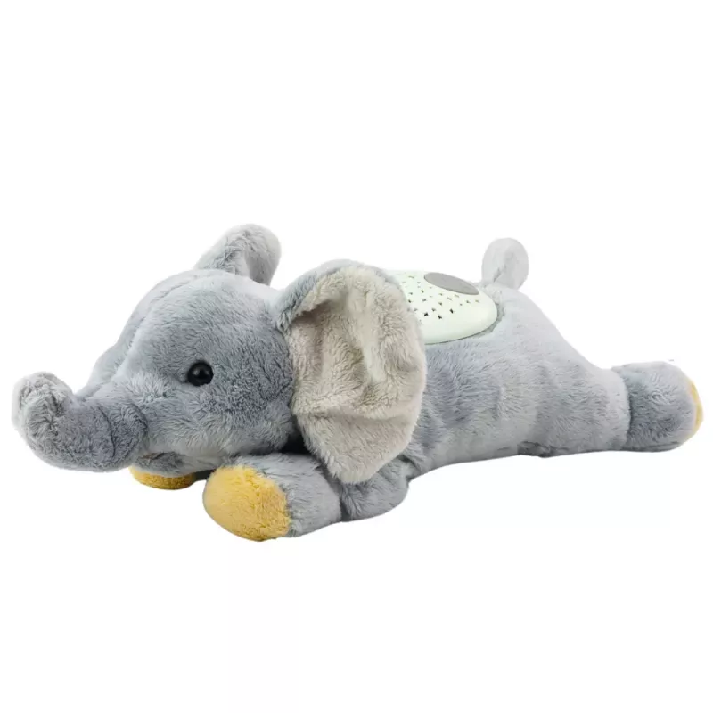 LEAN TOYS Plüsch-Elefant Schlaf-Kuscheltier mit Sternenhimmel-Projektor und Geräuschen