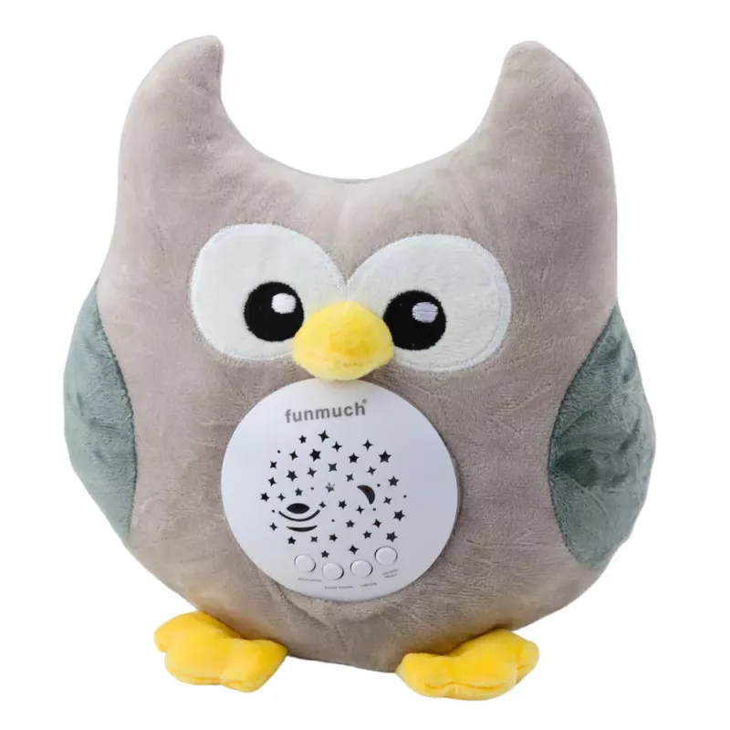 LEAN TOYS Plüsch-Eule Schlaf-Kuscheltier mit Projektor und Sound