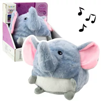 LEAN TOYS Plüsch-Elefant Einschlafhilfe mit Licht und Sound, Grau