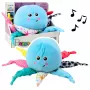 LEAN TOYS Plüsch-Oktopus Schlaf-Kuscheltier mit Licht und Sound, Blau