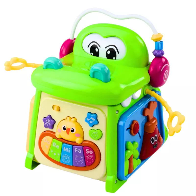 LEAN TOYS Interaktiver Lernwürfel Sortierer Klavier Sensorik Krokodil