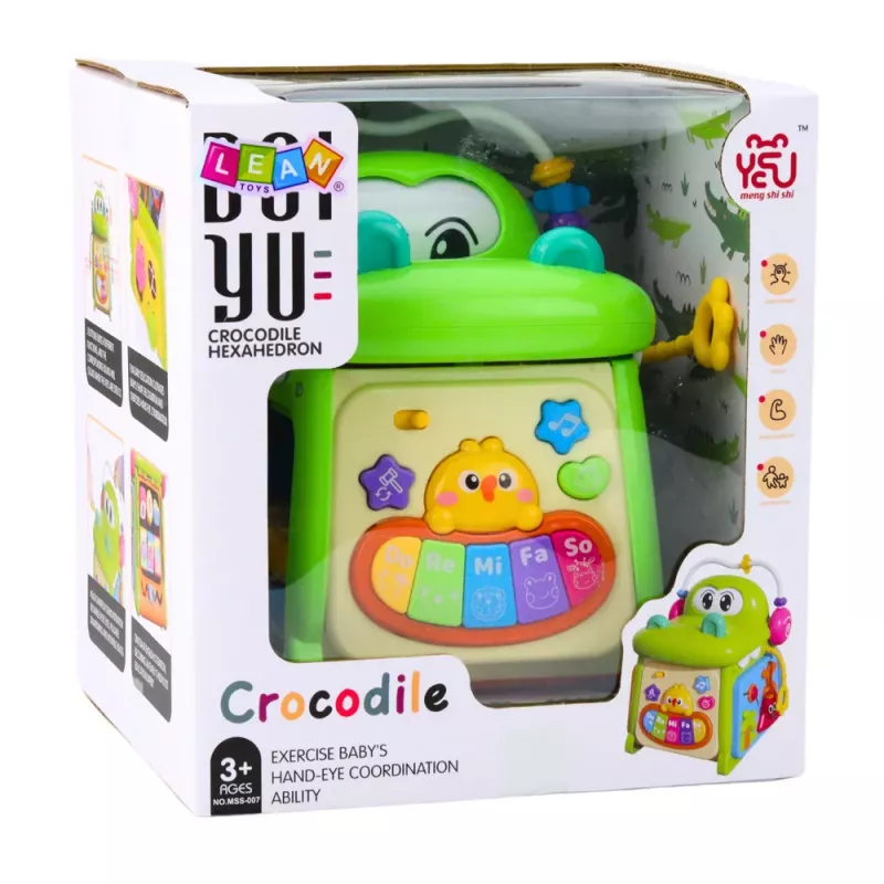 LEAN TOYS Interaktiver Lernwürfel Sortierer Klavier Sensorik Krokodil