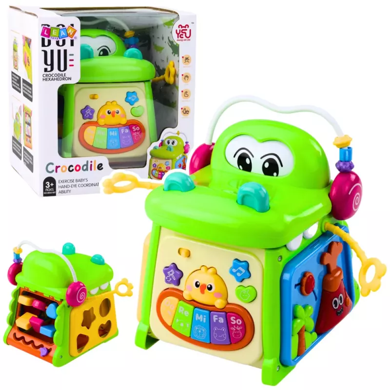 LEAN TOYS Interaktiver Lernwürfel Sortierer Klavier Sensorik Krokodil
