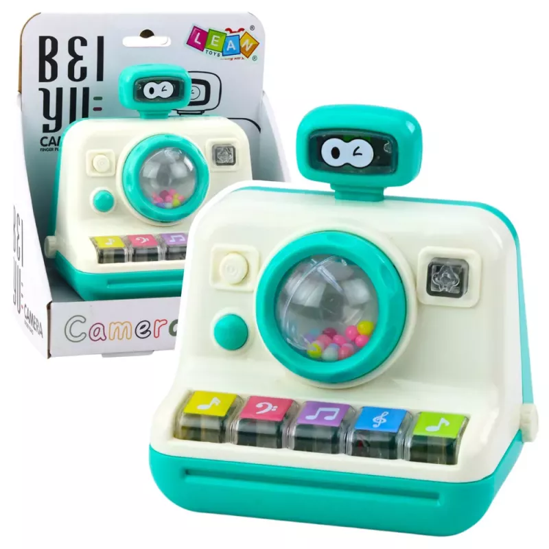 LEAN TOYS Interaktive Kamera-Piano-Rassel Lichter Geräusche Weiß Grün