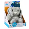 LEAN TOYS Plüschhase Schlaf-Kuscheltier mit Projektor, Sound und Weinsensor - Grau