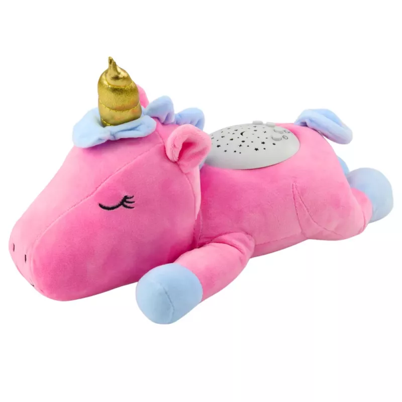LEAN TOYS Plüsch-Einhorn Schlaf-Kuscheltier mit Projektor, Geräusch und Licht, Rosa
