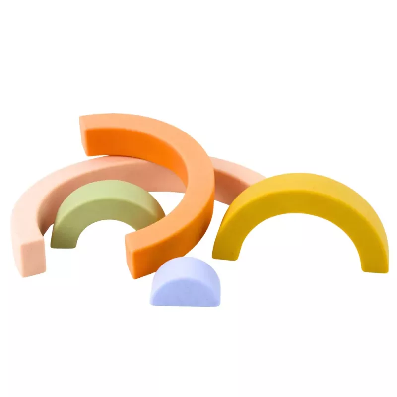 LEAN TOYS Regenbogen-Puzzle für Kleinkinder Pastell-Gummibausteine 5 Stk.
