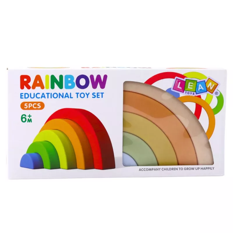 LEAN TOYS Regenbogen-Puzzle für Kleinkinder Pastell-Gummibausteine 5 Stk.