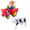 LEAN TOYS Interaktiver Bauernhof-Traktor mit Anhänger, Kuhfigur, Licht und Sound